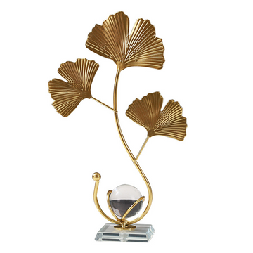 Ornements 25,5x16x6cm boule de cristal à feuilles en métal décoration de bureau pour la maison et le salon petits objets decoratifs